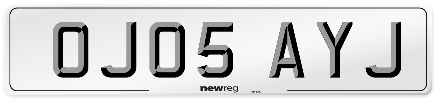 OJ05 AYJ Number Plate from New Reg